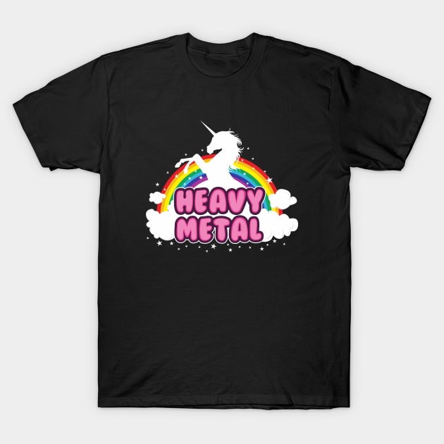 heavy metal parody funny unicorn rainbow T-Shirt by daizzy